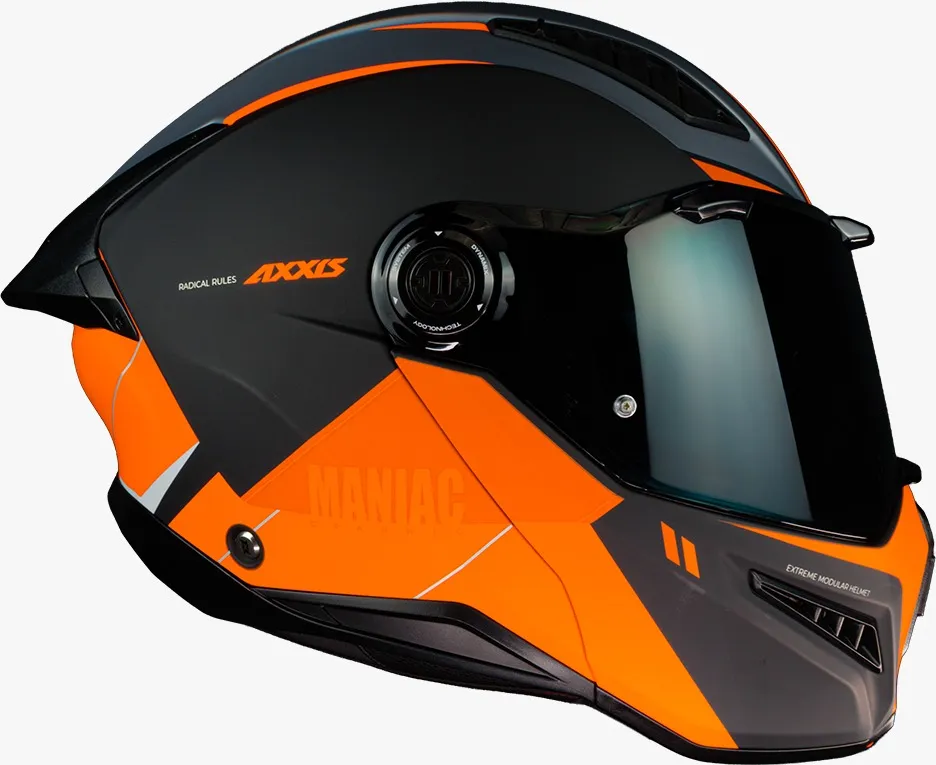 CASCO AXXIS ABATIBLE GHOSTFIGHTER MANIAC B4 NARANJA NEON MATE